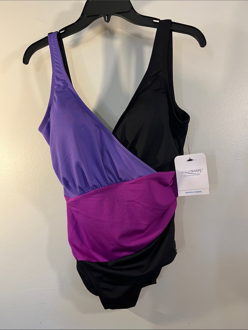 Dolfin Black, Purple and Magenta Draped One-Piece Swimsuit